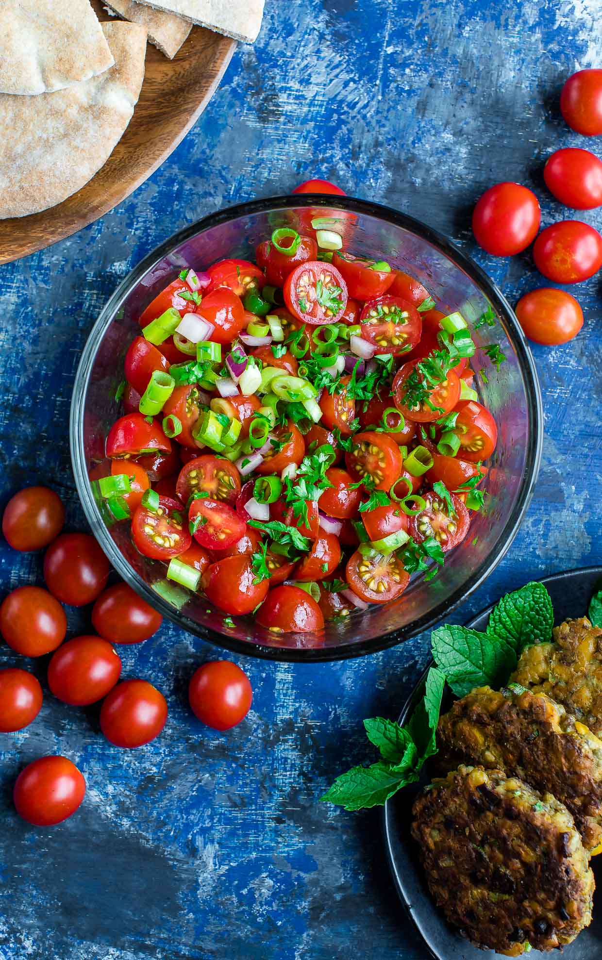 Cherry Tomato Salad; Collection of 25 Amazing BBQ Side Dishes from around the Web; compiled by Jane Bonacci, The Heritage Cook 2023. 