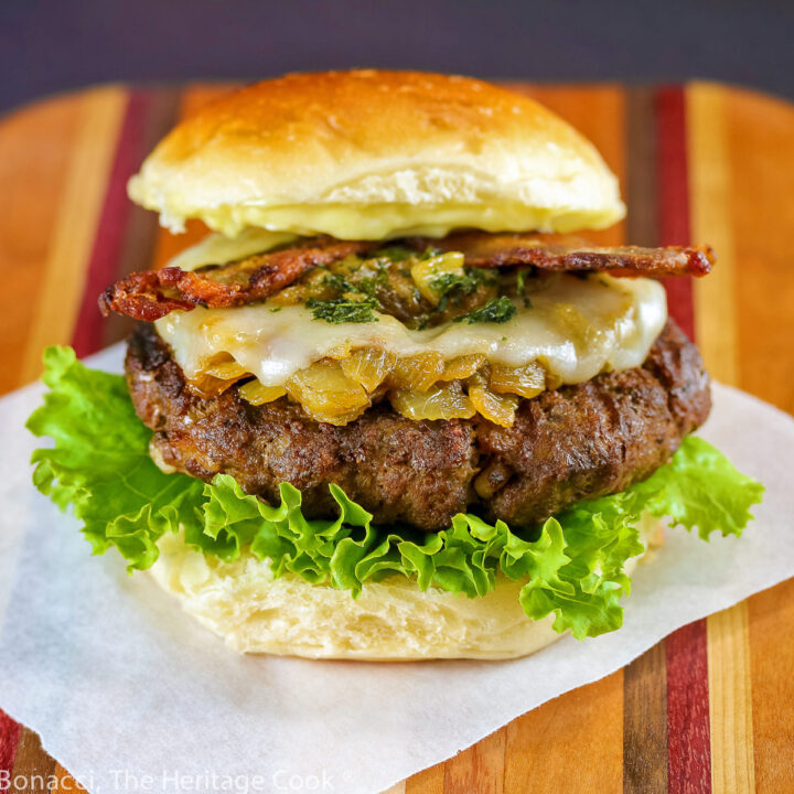 BBQ Green Chile Bacon Burgers (Gluten Free) • The Heritage Cook