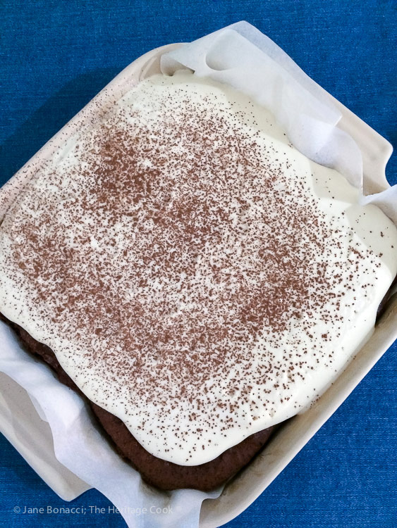 Top down angle of Brownies with Cheesecake Frosting (Gluten Free) © 2018 Jane Bonacci, The Heritage Cook