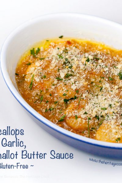 Scallops in Garlic, Shallot Butter Sauce © 2018 Jane Bonacci, The Heritage Cook