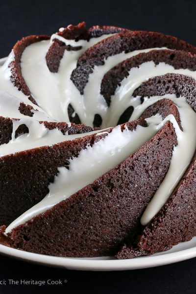 Deep Chocolate Zebra Cake (Gluten-Free) © 2018 Jane Bonacci, The Heritage Cook