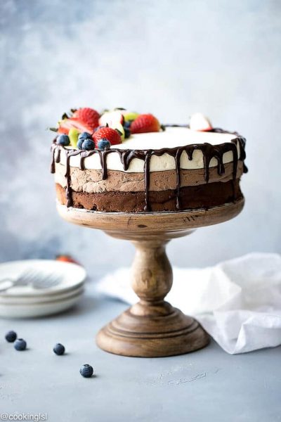 Triple Chocolate Mousse Cake; 12 Terrific Chocolate Cakes and Cupcakes; Assembled by Jane Bonacci, The Heritage Cook 2018
