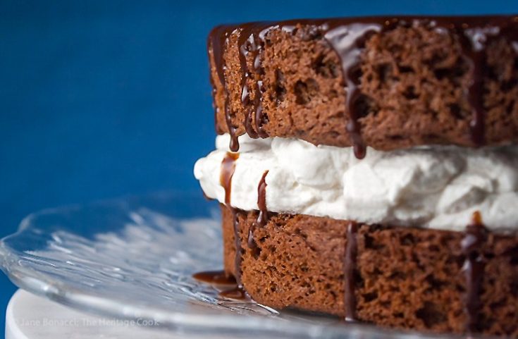Chocolate and Whipped Cream Layer Cake; Top 15 Most Popular Chocolate Monday Recipes from The Heritage Cook 2018 Jane Bonacci, The Heritage Cook