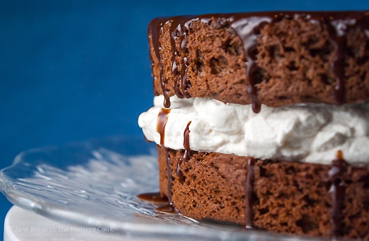 Chocolate and Whipped Cream Layer Cake; Top 15 Most Popular Chocolate Monday Recipes from The Heritage Cook 2018 Jane Bonacci, The Heritage Cook