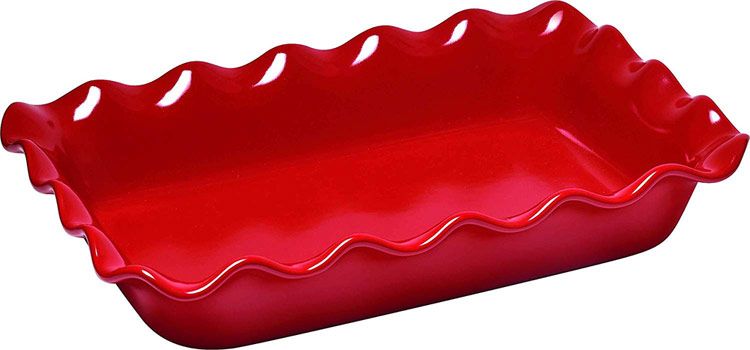Red fluted edge baking dish; A dozen gift ideas for the cooks, bakers, and food lovers in your life 2018 compiled by Jane Bonacci, The Heritage Cook