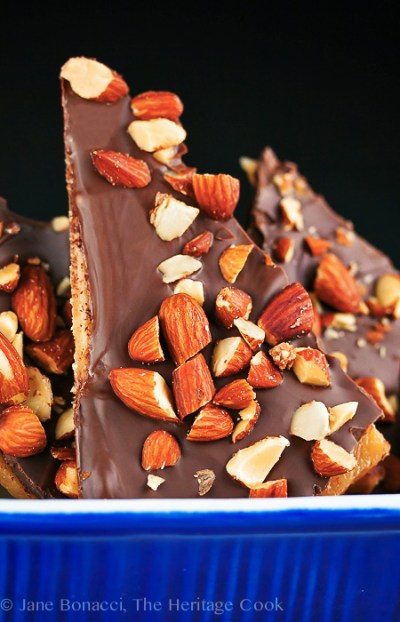 English Toffee; Top 15 Most Popular Chocolate Monday Recipes from The Heritage Cook 2018 Jane Bonacci, The Heritage Cook