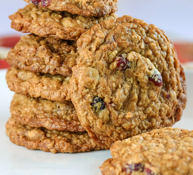 Oatmeal, Cranberry, White Chocolate Cookies; Top 15 Most Popular Chocolate Monday Recipes from The Heritage Cook 2018 Jane Bonacci, The Heritage Cook