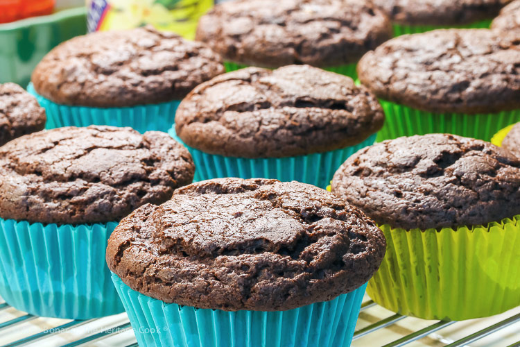 hot from the oven; Gluten Free Chocolate Muffins © 2019 Jane Bonacci, The Heritage Cook