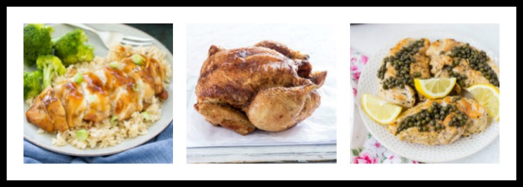 3 photos of recipes; 15 Great Chicken Recipes collection, compiled by Jane Bonacci, The Heritage Cook