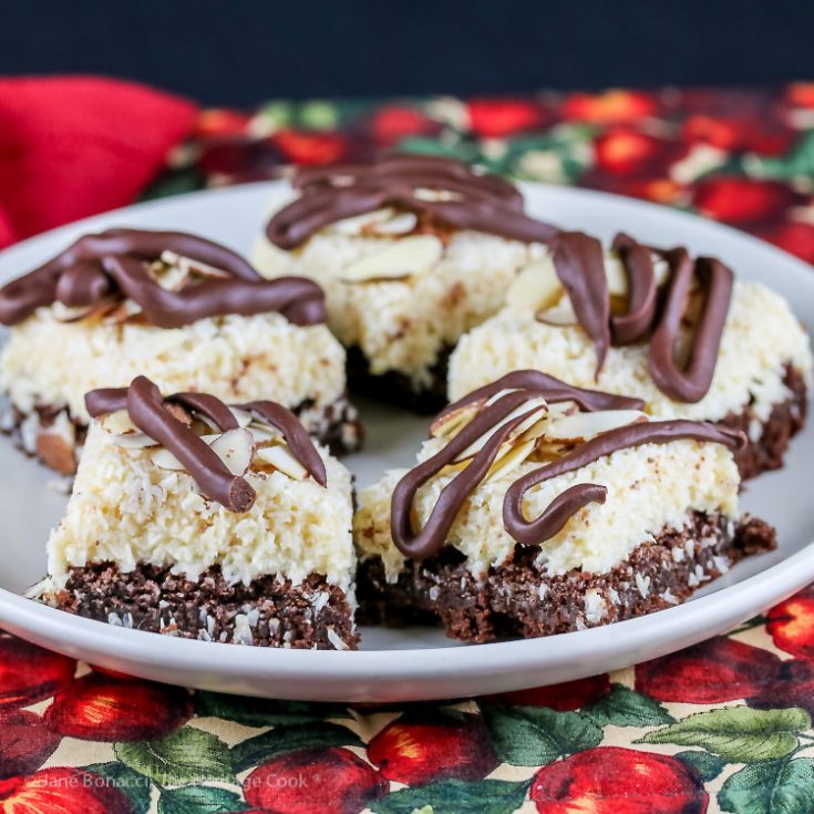 Rich Coconut Almond Brownies © 2019 Jane Bonacci, The Heritage Cook