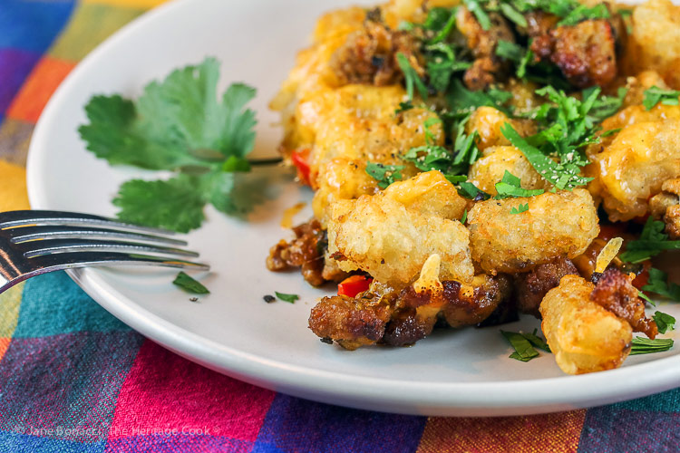 Breakfast Tater Tot Casserole © 2019 Jane Bonacci, The Heritage Cook