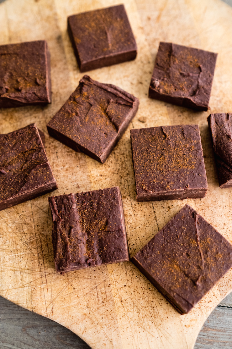 Spicy Mexican Chocolate Fudge; Top 7 Chocolate Fudge Recipes for Valentine's Day compiled by Jane Bonacci, The Heritage Cook 2019