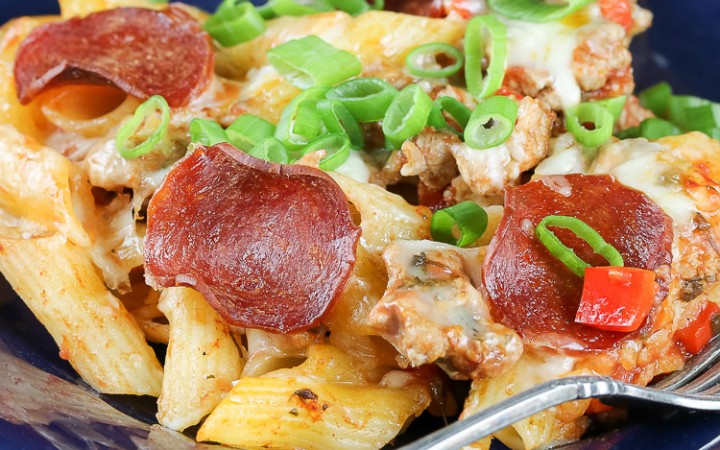 Cheesy Pepperoni Pizza Casserole © 2019 Jane Bonacci, The Heritage Cook