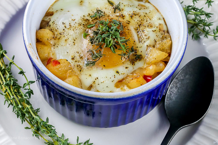 Provencal Baked Eggs and Potatoes © 2019 Jane Bonacci, The Heritage Cook