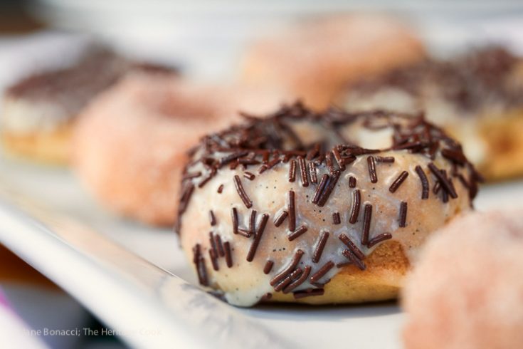 Close up of Vanilla Donuts with White Chocolate Glaze © 2019 Jane Bonacci, The Heritage Cook