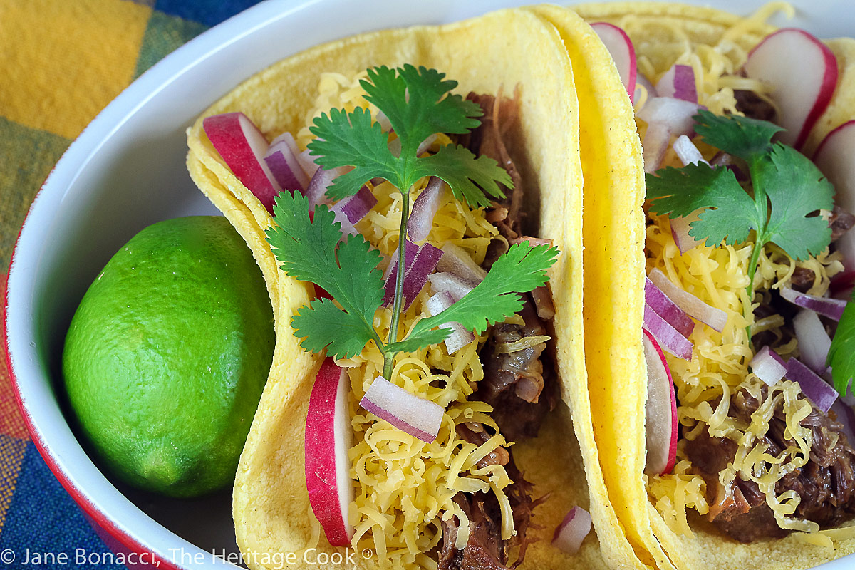 Instant Pot Barbacoa Tacos (Gluten Free) © 2022 Jane Bonacci, The Heritage Cook