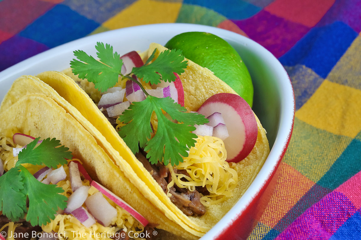 Instant Pot Barbacoa Tacos (Gluten Free) © 2022 Jane Bonacci, The Heritage Cook