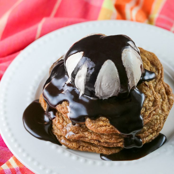 Chocolate Chip Cookie Sundaes (Gluten Free) © 2019 Jane Bonacci, The Heritage Cook