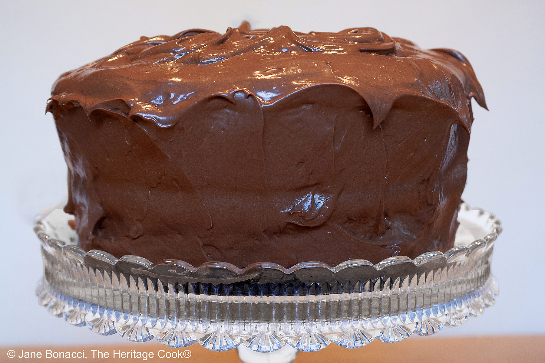 Whole Dark Chocolate Layer Cake with Chocolate Frosting 2024, Jane Bonacci, The Heritage Cook. 