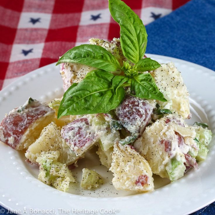 Creamy Basil Lemon Potato Salad © 2019 Jane Bonacci, The Heritage Cook