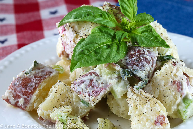 Creamy Basil Lemon Potato Salad © 2019 Jane Bonacci, The Heritage Cook