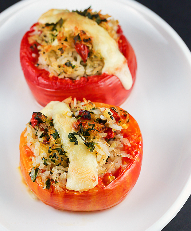 Roasted Rice-Stuffed Tomatoes © 2019 Jane Bonacci, The Heritage Cook