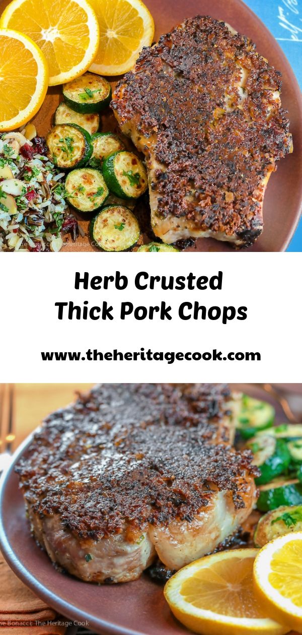 Herb Brined and Crusted Thick Cut Pork Chops © 2019 Jane Bonacci, The Heritage Cook