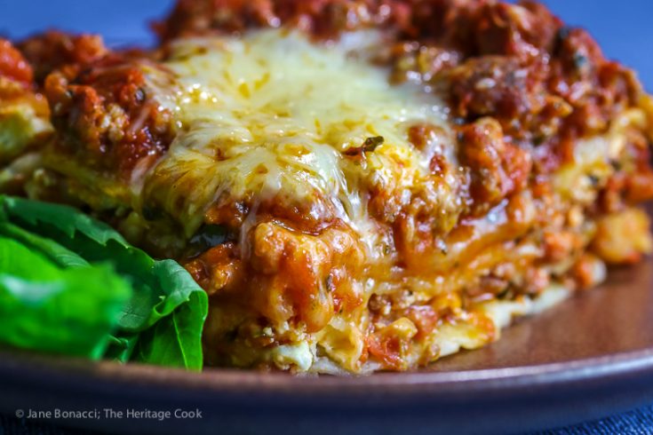 Classic Meat Lasagna (Gluten-Free) © 2019 Jane Bonacci, The Heritage Cook.