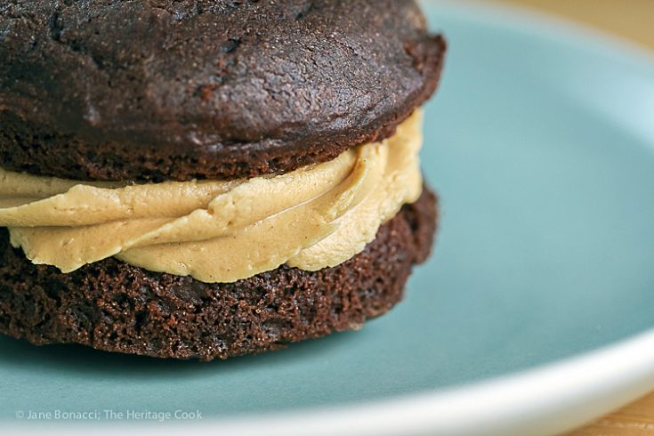 Chocolate Whoopie Pies with Creamy Peanut Butter Filling (Gluten-Free) © 2019 Jane Bonacci, The Heritage Cook