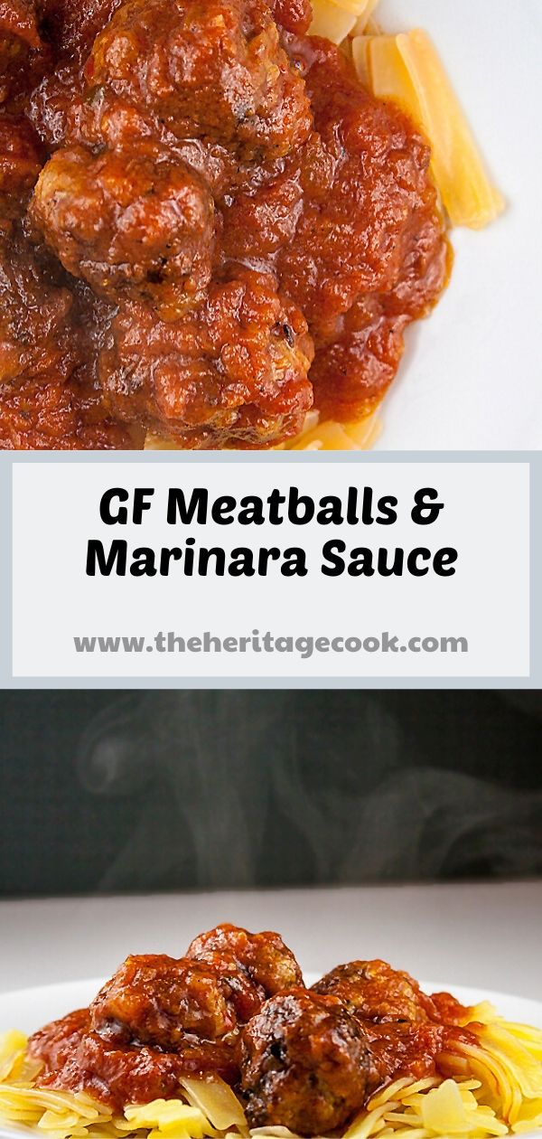 Gluten Free Italian Sausage Meatballs with Homemade Marinara Sauce © 2019 Jane Bonacci, The Heritage Cook