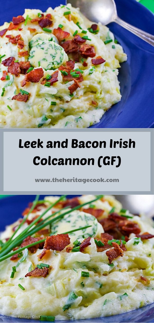 Leek and Bacon Irish Colcannon, mashed potatoes with cabbage and onions; © 2020 Jane Bonacci, The Heritage Cook