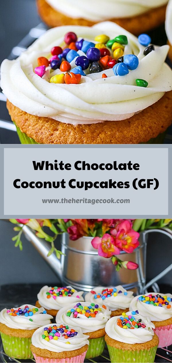 White Chocolate Coconut Cupcakes with Buttercream Frosting © 2020 Jane Bonacci, The Heritage Cook
