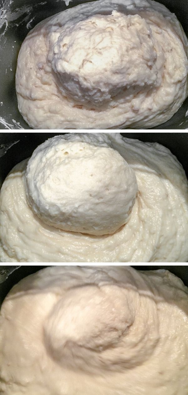 Steps of dough mixing in the bread machine