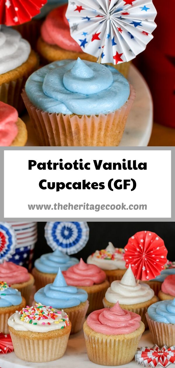 Patriotic Vanilla Cupcakes with White Chocolate Buttercream Frosting; © 2020 Jane Bonacci, The Heritage Cook