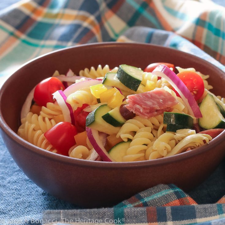 Gluten Free Antipasta Pasta Salad © 2020 Jane Bonacci, The Heritage Cook