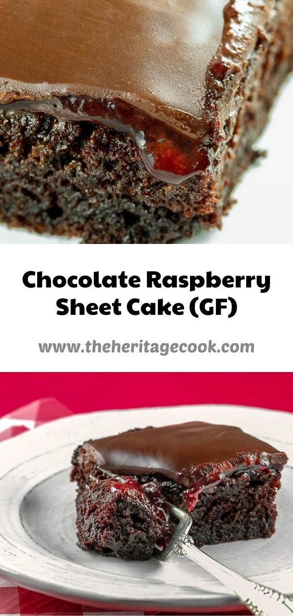 Chocolate Raspberry Sheet Cake © 2020 Jane Bonacci, The Heritage Cook. All rights reserved. 
