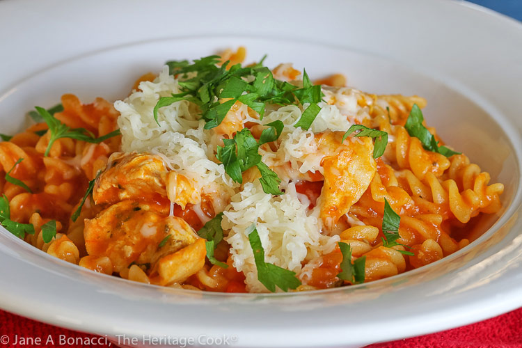 Gluten Free One Pot Italian Chicken and Pasta © 2020 Jane Bonacci, The Heritage Cook