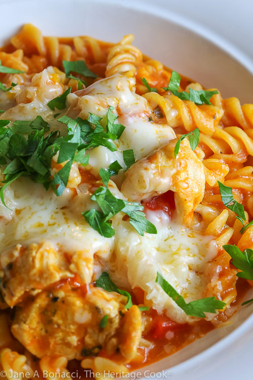 Gluten Free One Pot Italian Chicken and Pasta © 2020 Jane Bonacci, The Heritage Cook