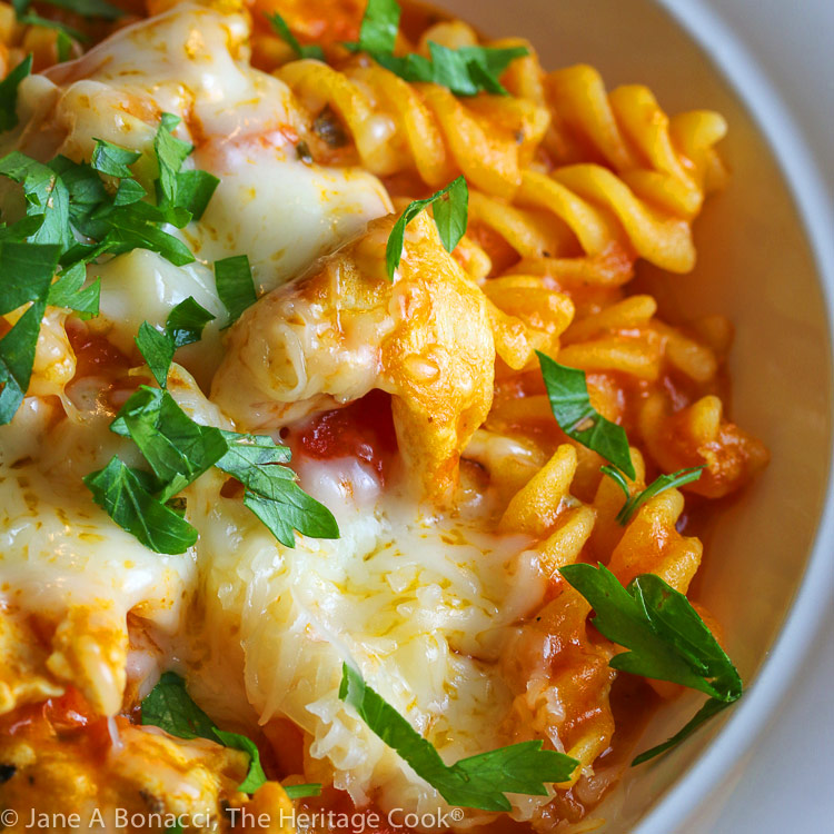 Gluten Free One Pot Italian Chicken and Pasta © 2020 Jane Bonacci, The Heritage Cook