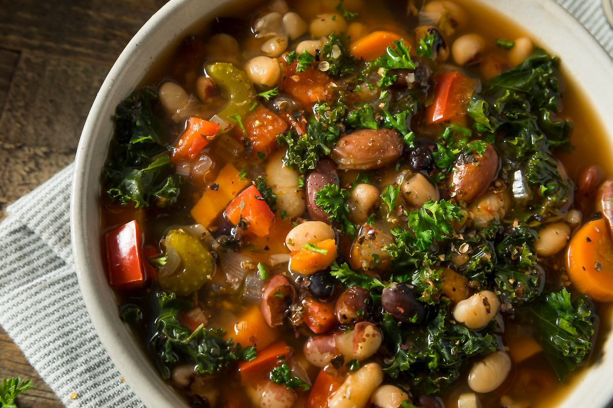 Hearty Mixed Bean Soup (GF) iStock photo; Jane Bonacci, The Heritage Cook
