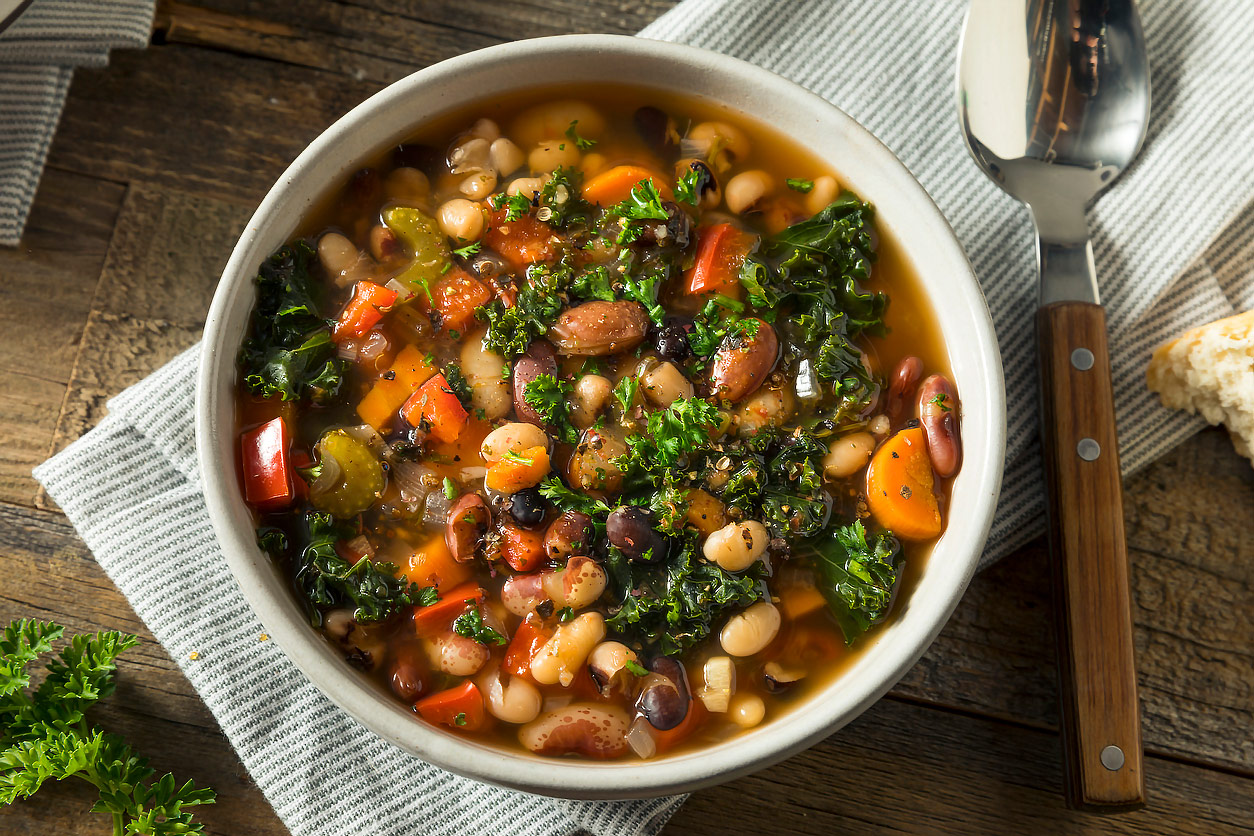 Hearty Mixed Bean Soup (GF) iStock photo; Jane Bonacci, The Heritage Cook