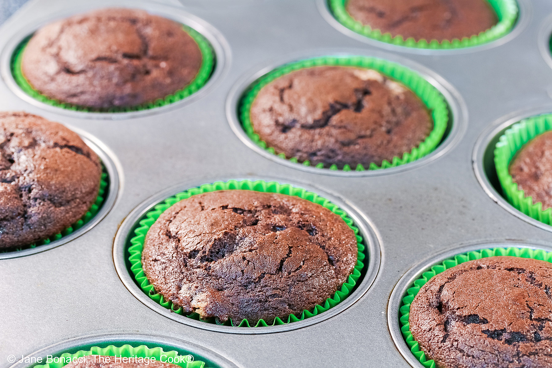 Baked cupcakes in the baking pan hot from the oven!