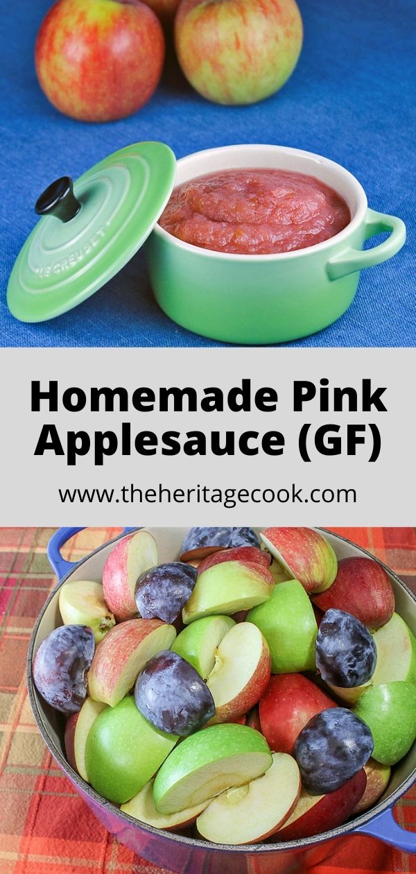 Homemade Pink Applesauce; 2020 Jane Bonacci, The Heritage Cook