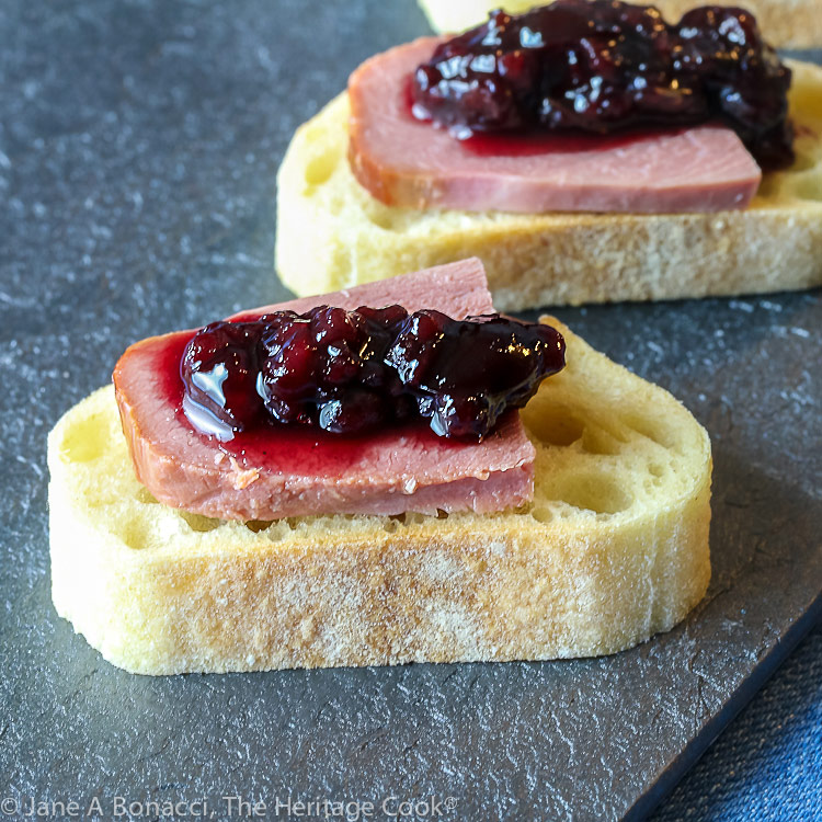 Smoked Duck and Spiced Jam Canape Appetizers © 2020 Jane Bonacci, The Heritage Cook