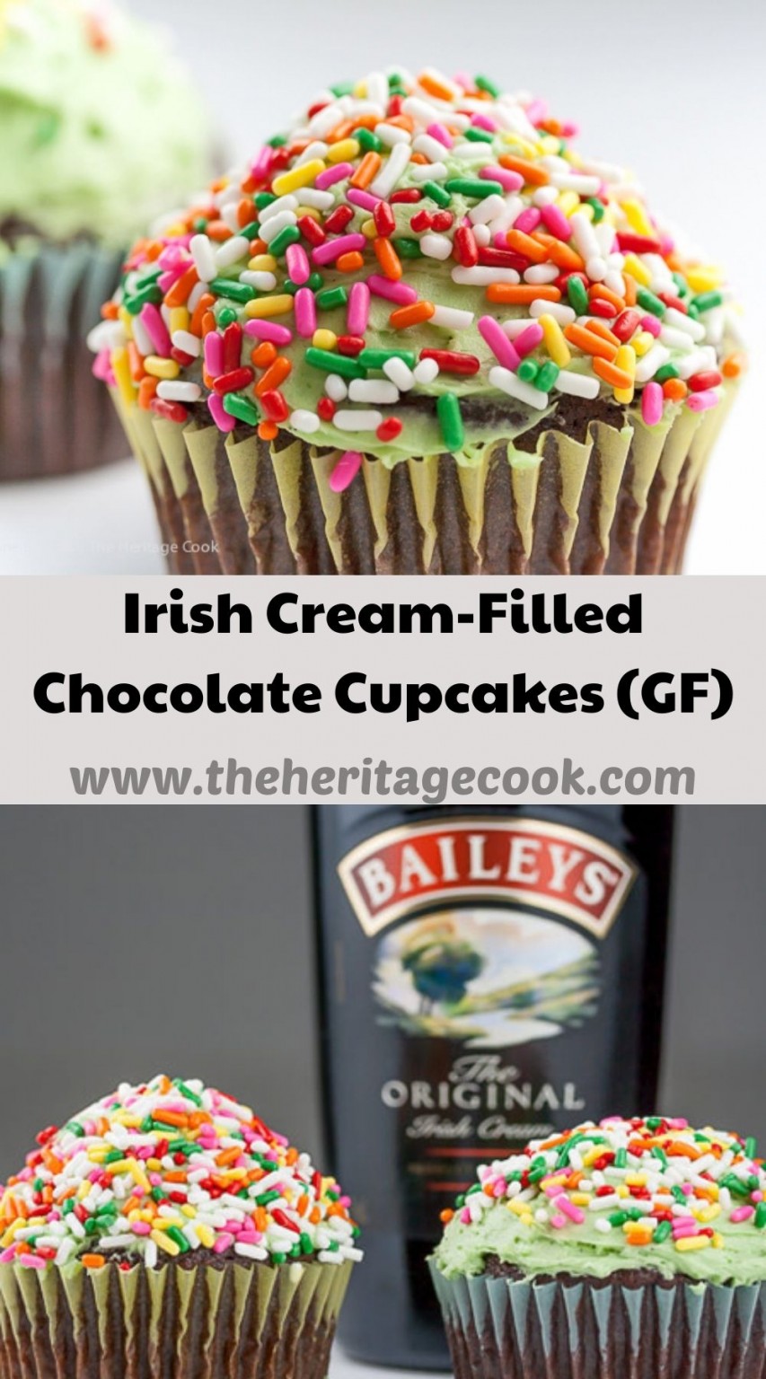 Irish CreamFilled Chocolate Cupcakes (GlutenFree) • The Heritage Cook