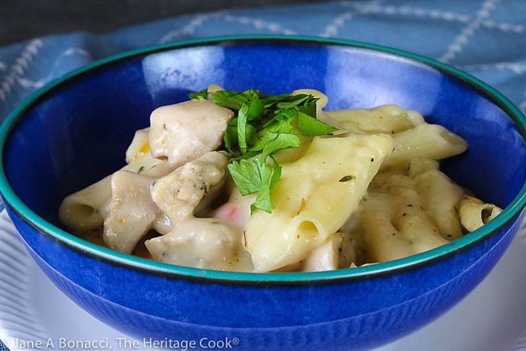 Chicken Pot Pie Pasta Casserole (Gluten Free) • The Heritage Cook