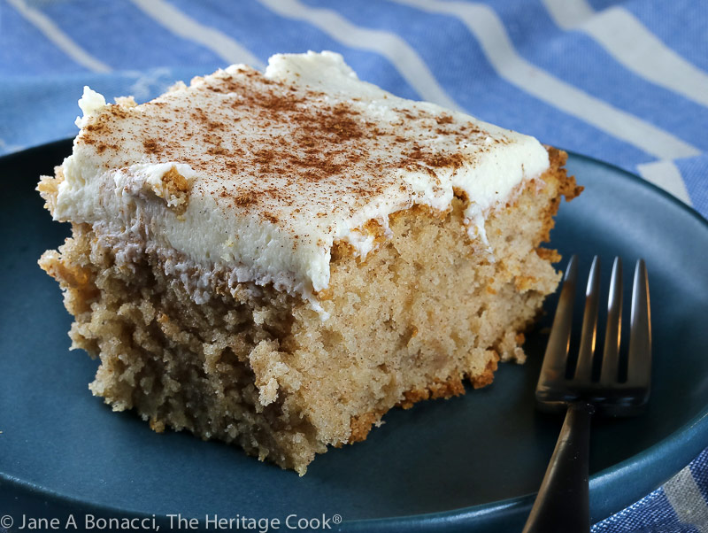 Snickerdoodle Cake with White Chocolate Frosting © 2021 Jane Bonacci, The Heritage Cook