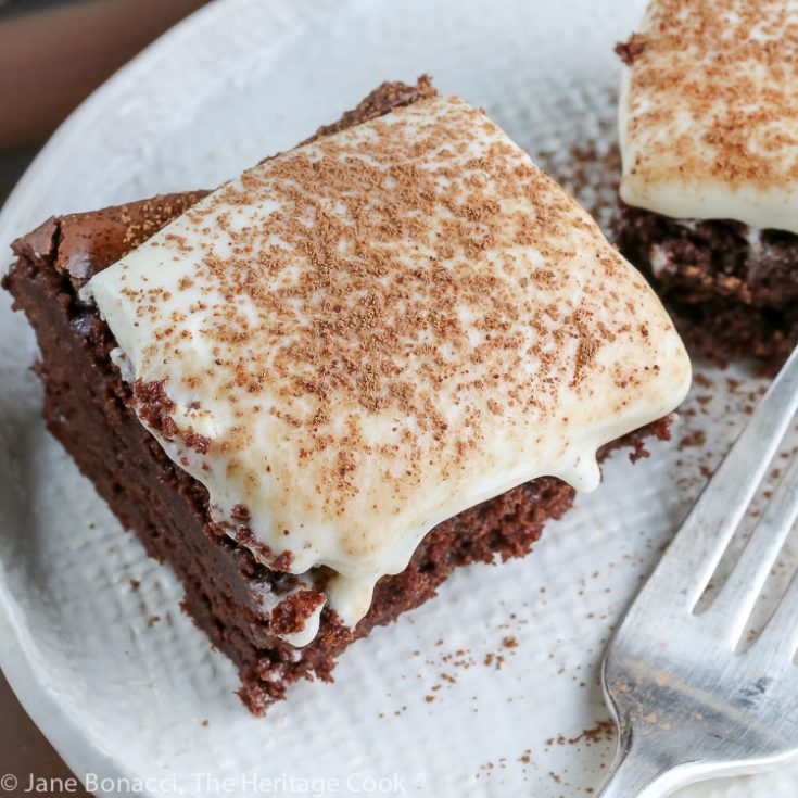 Brownies with Cream Cheese Topping (Gluten Free) © 2021 Jane Bonacci, The Heritage Cook