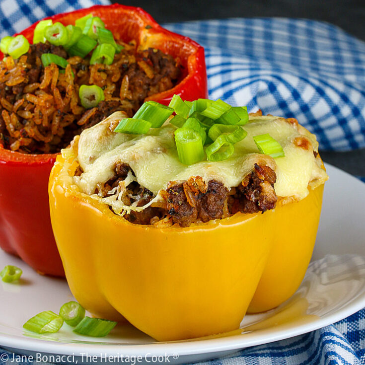 Classic Beef and Rice Stuffed Peppers © 2021 Jane Bonacci, The Heritage Cook