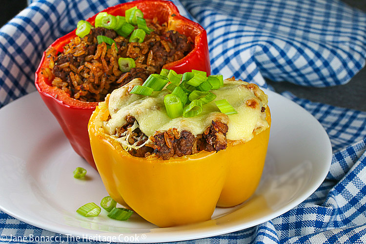 Classic Beef and Rice Stuffed Peppers © 2021 Jane Bonacci, The Heritage Cook